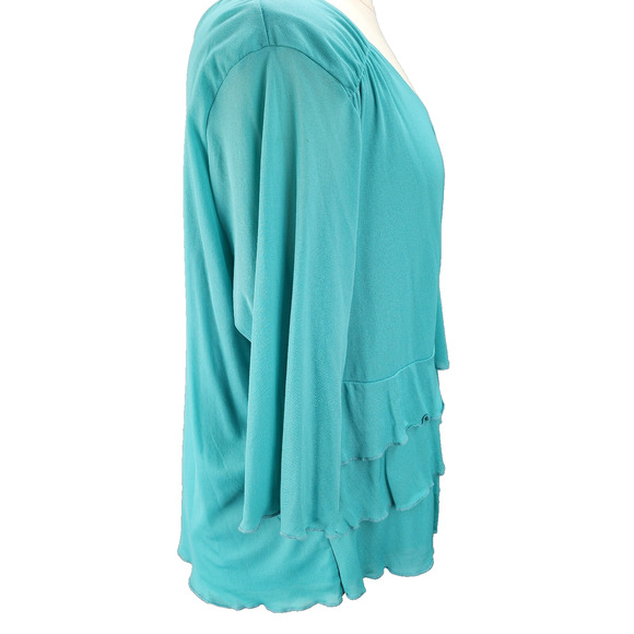 NWT Lane Bryant Womens Plus 26/28 Tunic Top Blue Turquoise Ruffle Hem Ruched New - Picture 7 of 13